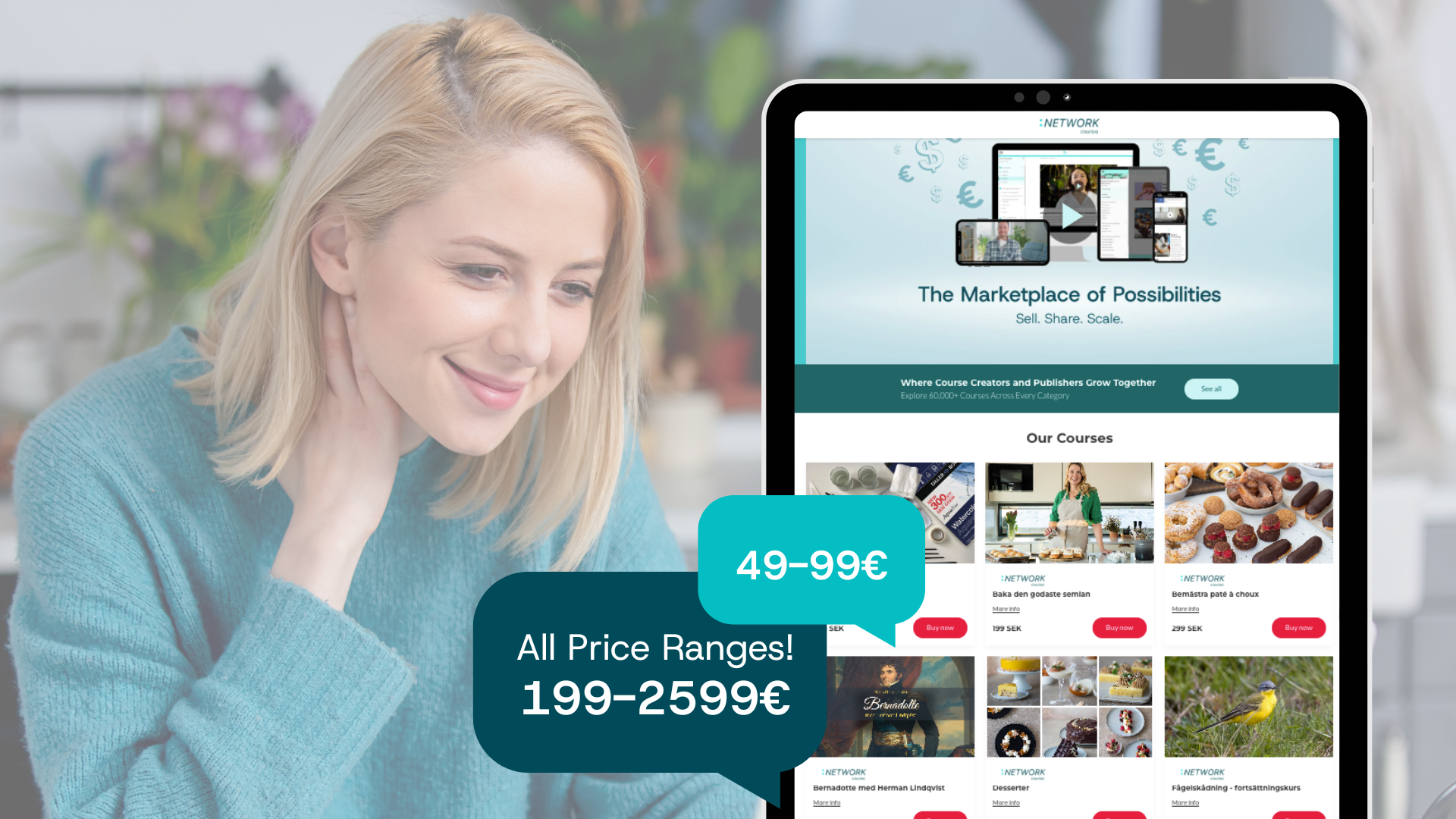 Kursskapare som ansluter med publicister genom Coursio Network